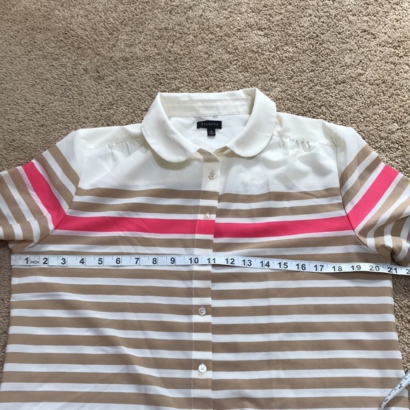 TALBOTS Size 12 cream multi front button top - Picture 7 of 7